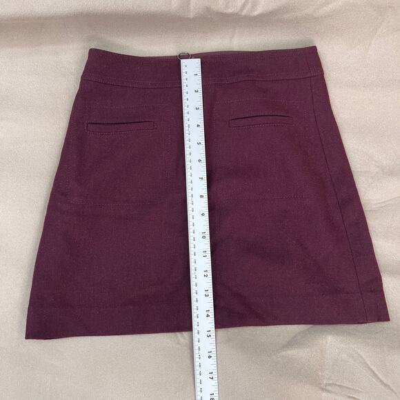 Madewell Fireside Wool Blend Mini Burgundy 2 Front Pockets Skirt Size 2 - Picture 4 of 10